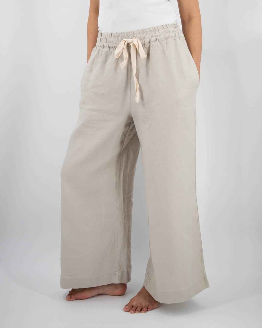 Drawstring Linen Pant - Wide Leg