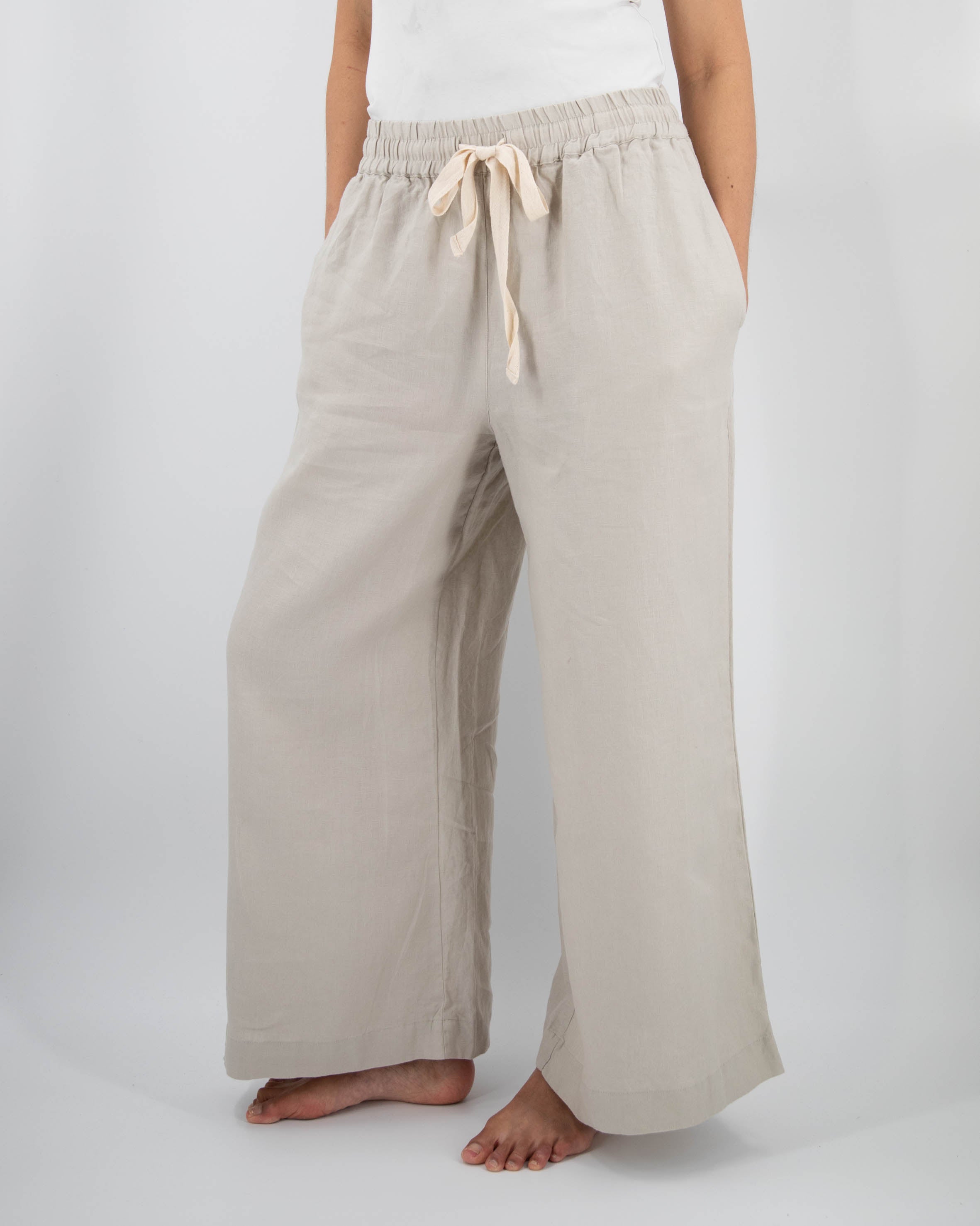 Drawstring Linen Pant - Wide Leg