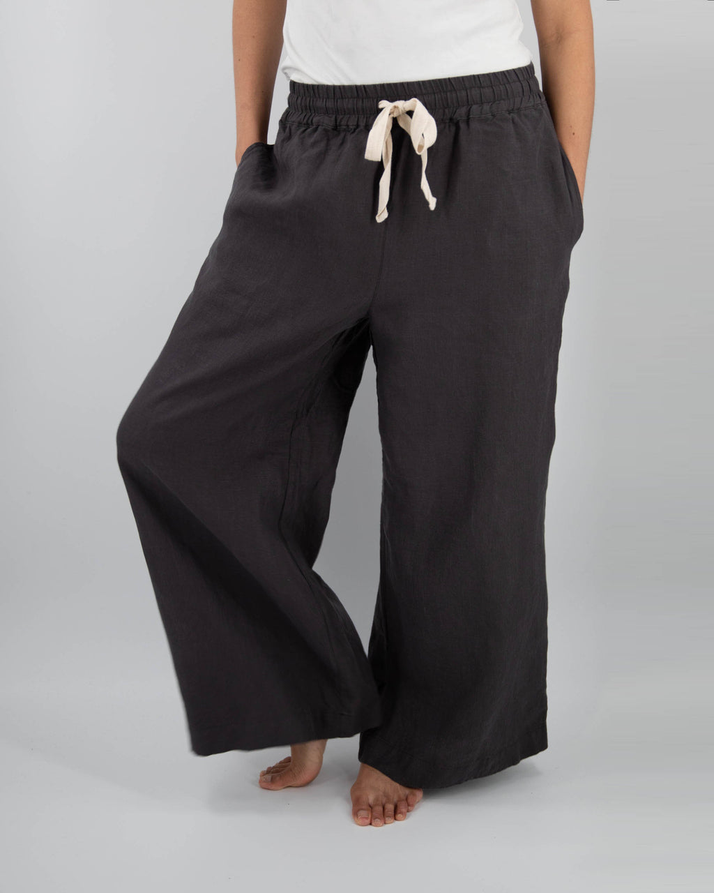 Drawstring Linen Pant - Wide Leg