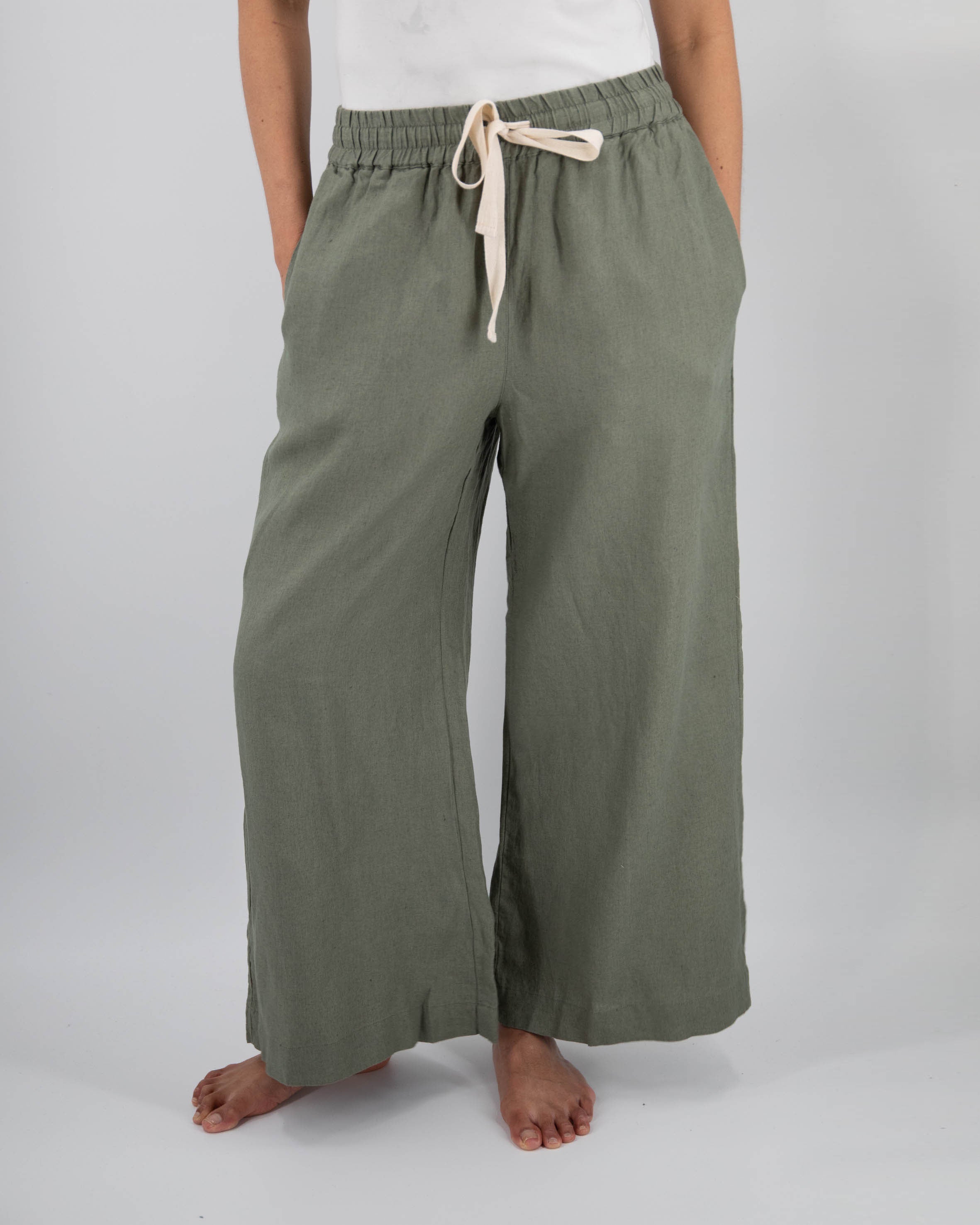 Drawstring Linen Pant - Wide Leg