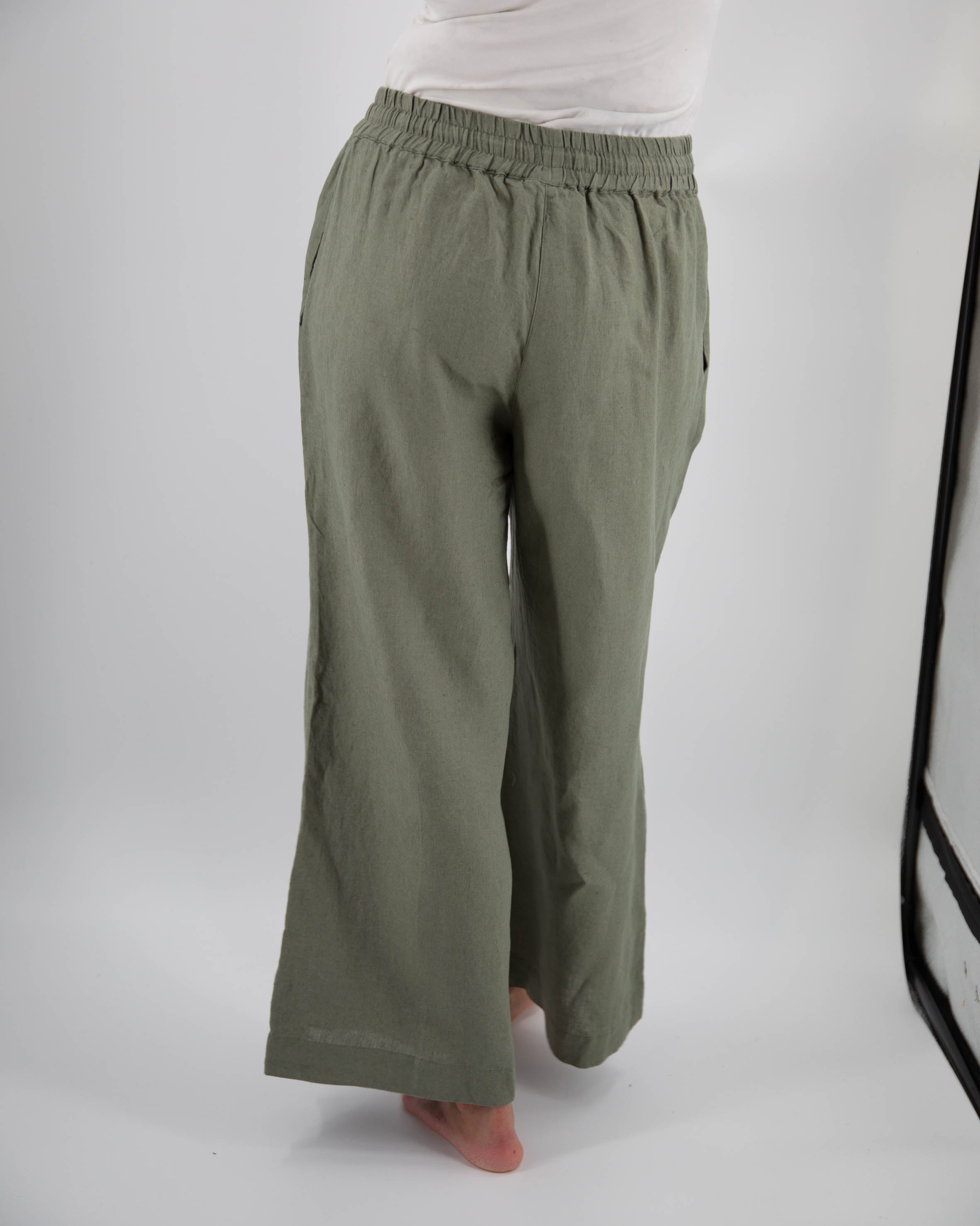 Drawstring Linen Pant - Wide Leg