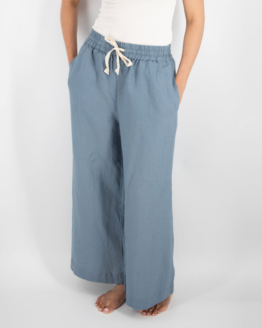Drawstring Linen Pant - Wide Leg