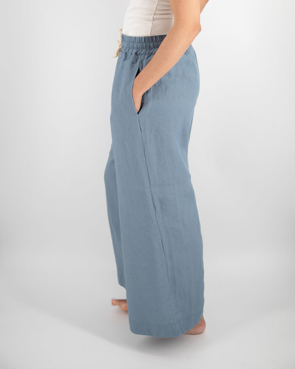 Drawstring Linen Pant - Wide Leg