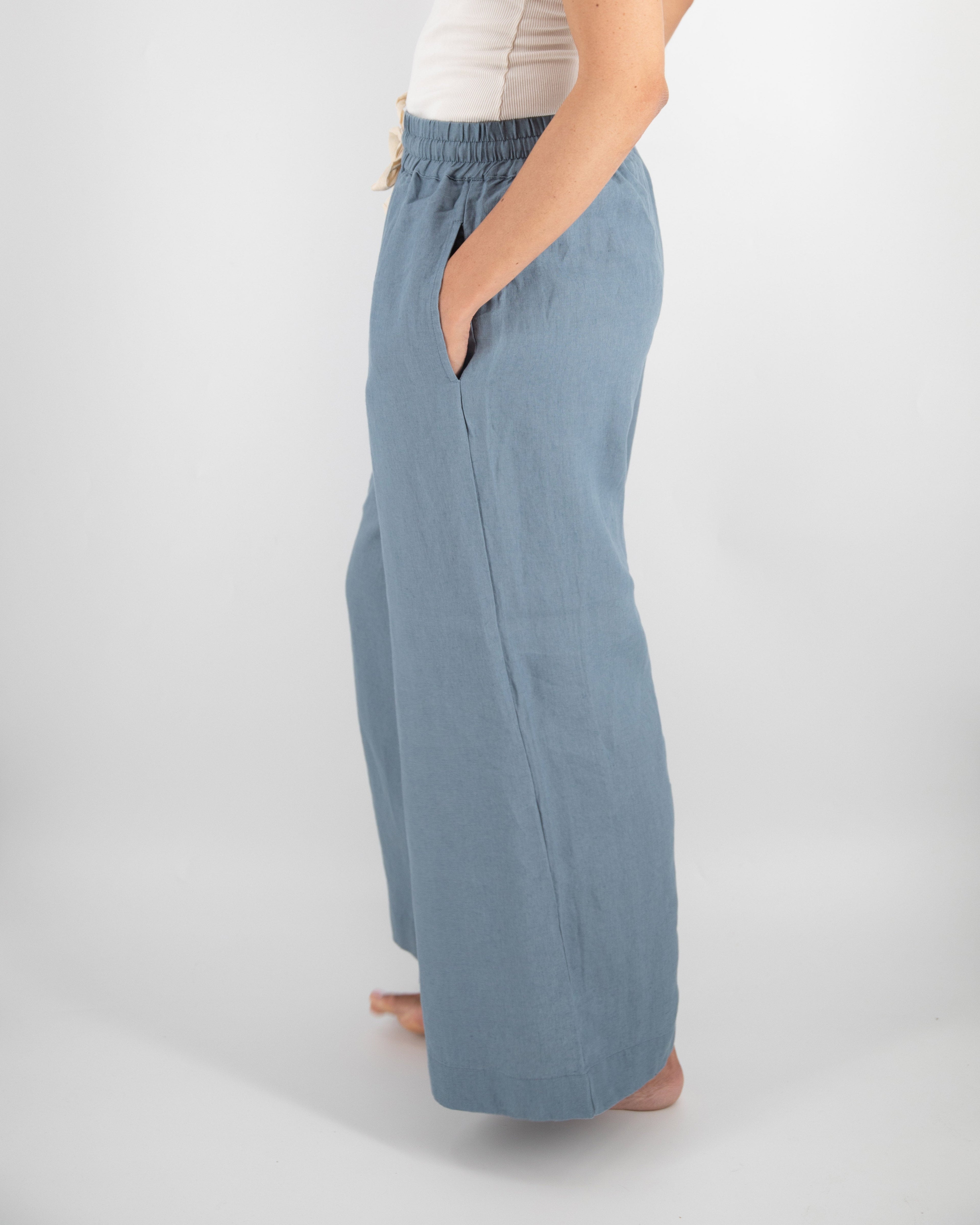 Drawstring Linen Pant - Wide Leg