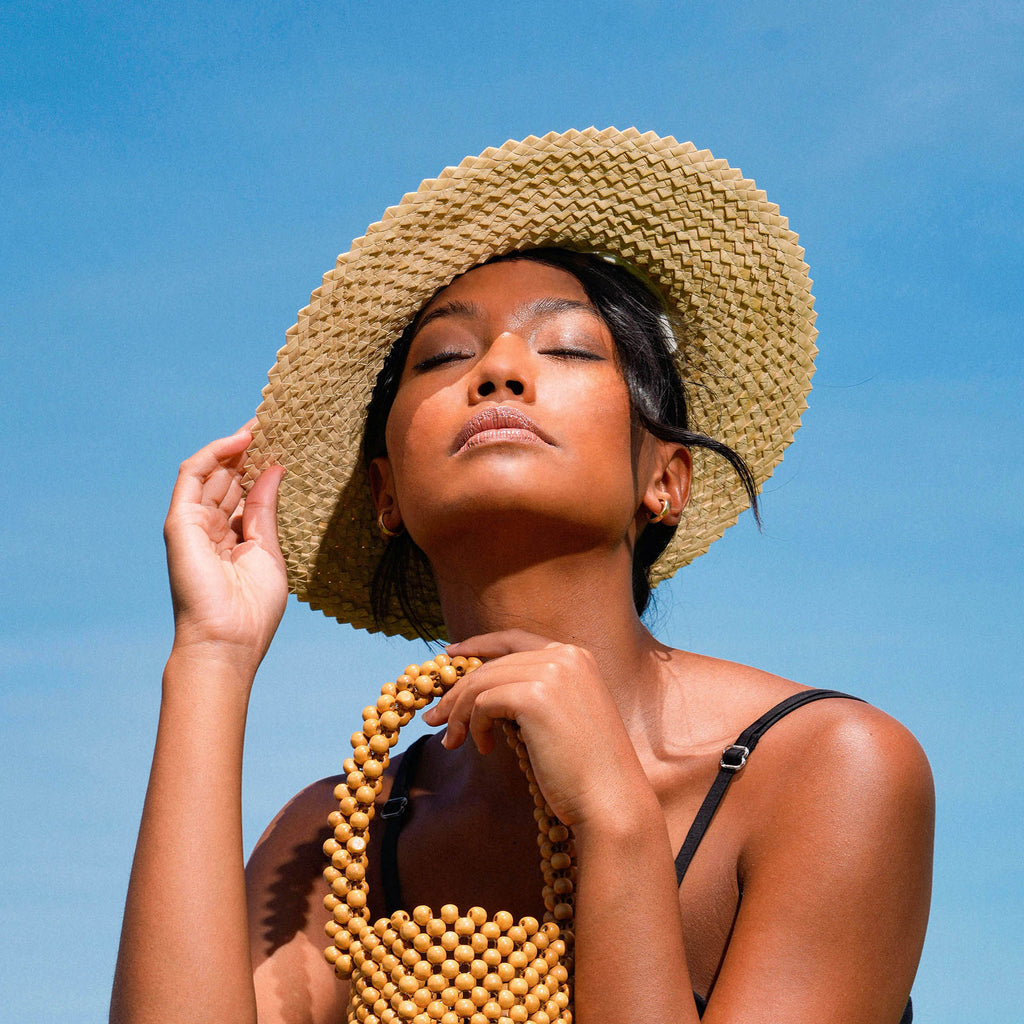 Busy Bee Woven Straw Hat In Beige