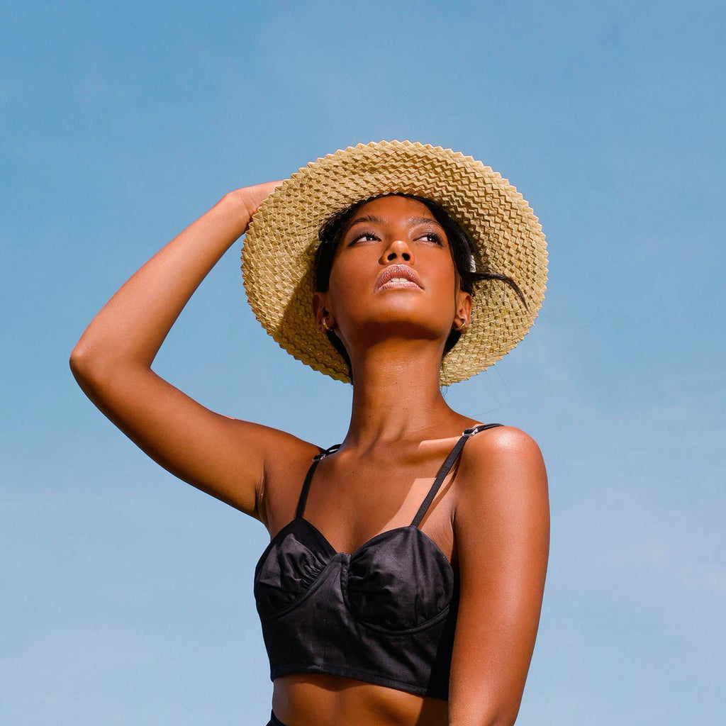 Busy Bee Woven Straw Hat In Beige