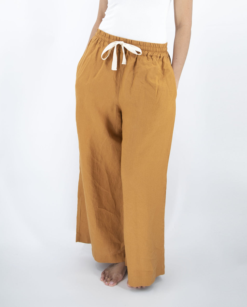 Drawstring Linen Pant - Wide Leg
