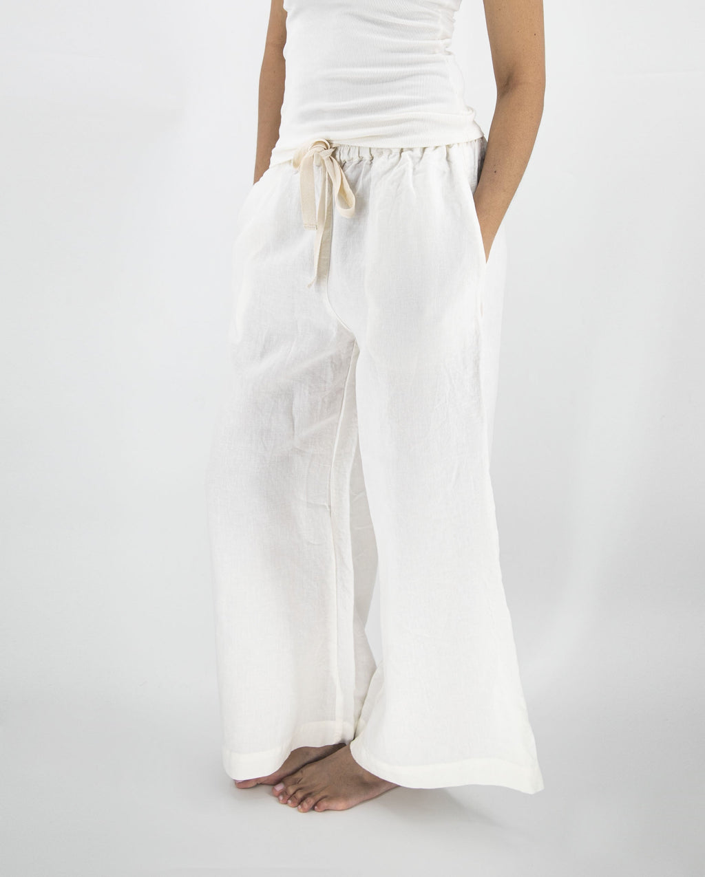 Drawstring Linen Pant - Wide Leg