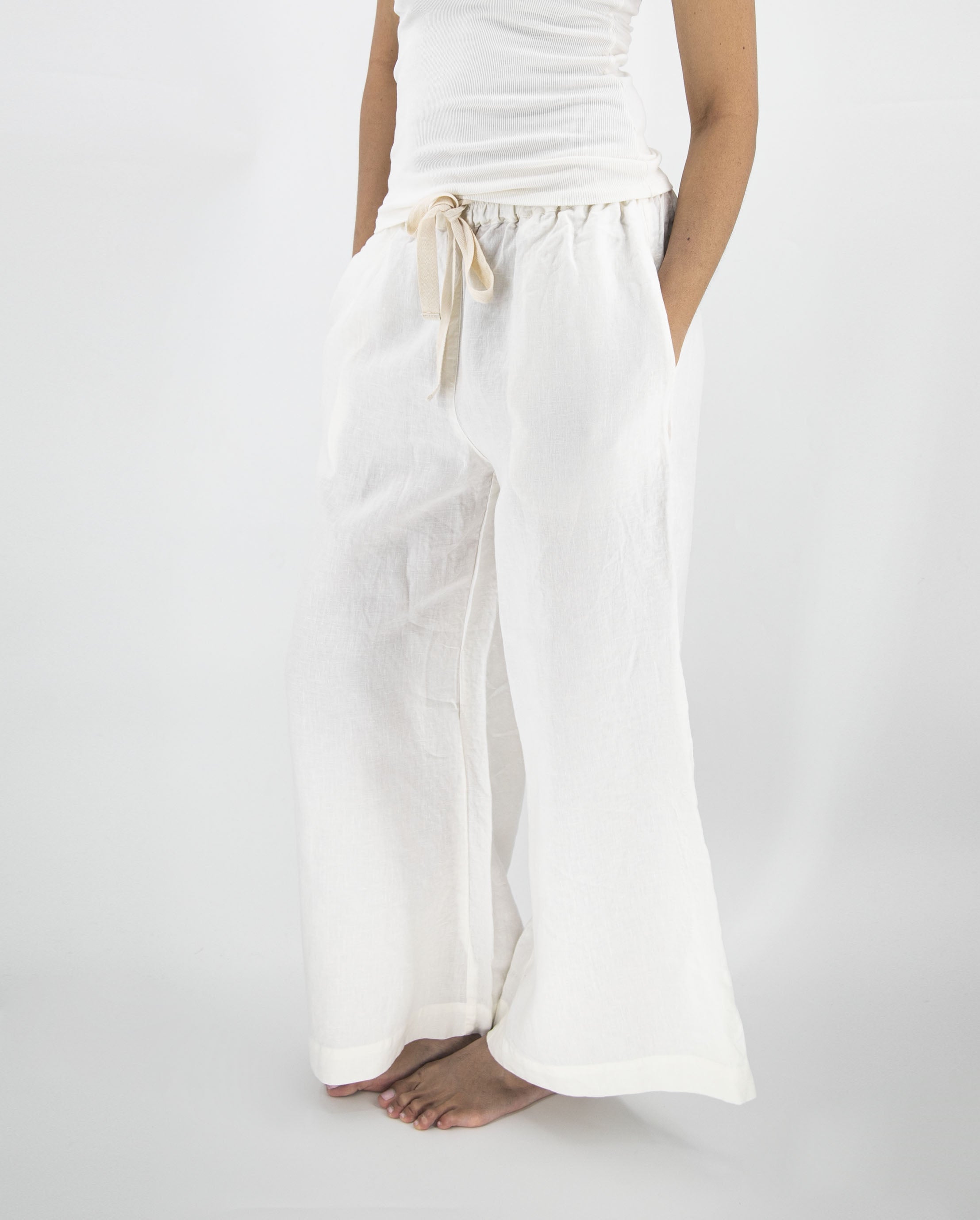 Drawstring Linen Pant - Wide Leg