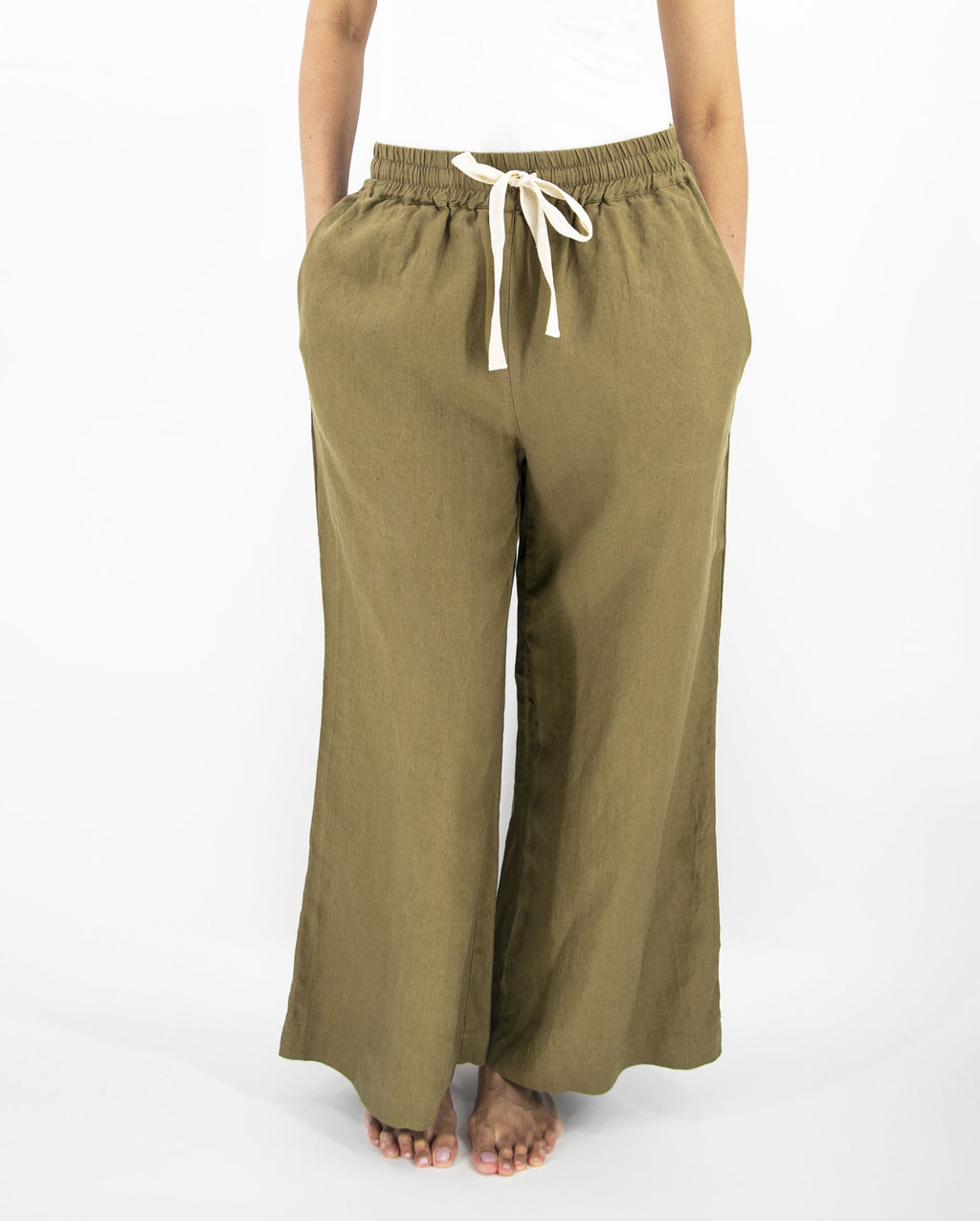 Drawstring Linen Pant - Wide Leg
